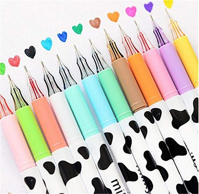  Affe 12 pcs Cute Diamond Gel Pen Milky Cow Pens Writing Korean Kawaii Stationery Material Escolar Office School Supplies 