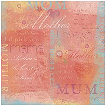            Karen Foster Papel de padre, 30,5 x 30,5 cm, 25 unidades por paquete, 1 Mother Collage, 12 x 12            