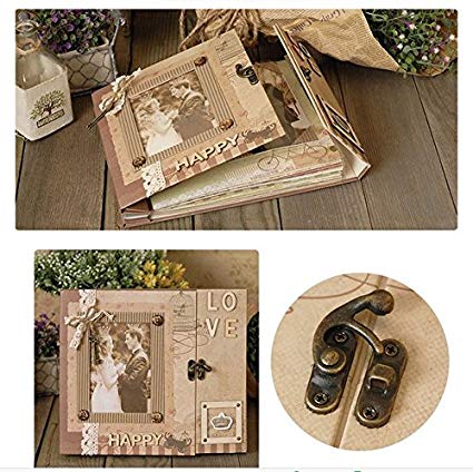  Woodmin Luxury Kit de álbum de fotos de bricolaje, páginas de bolsillo Scrapbooking Box Kit, álbum de boda regalo de San Valentín (Gris) 