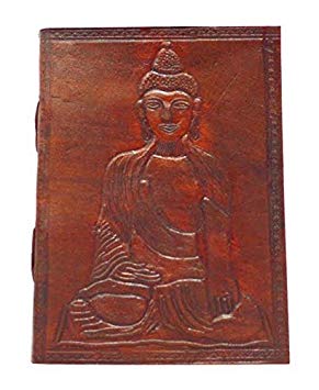  Zap Impex® – Cuaderno con tapa de cuero marrón oscuro y diseño de Buda, papel de tina (5 x 4) 